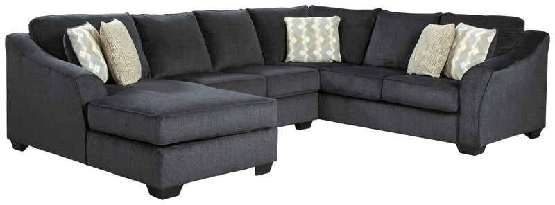 Eltmann Slate Chenille 3-Piece Sectional With Chaise