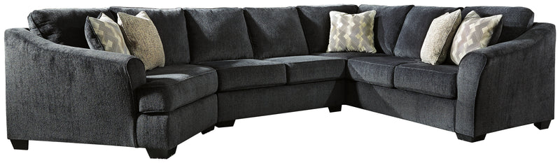 Eltmann Slate Chenille 3-Piece Sectional With Cuddler