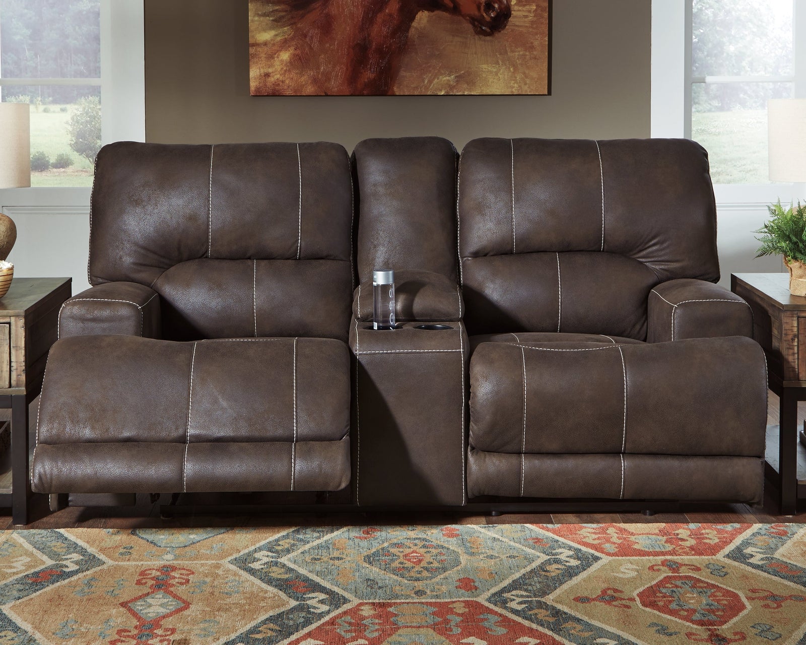 Kitching Java Faux Leather Power Reclining Loveseat