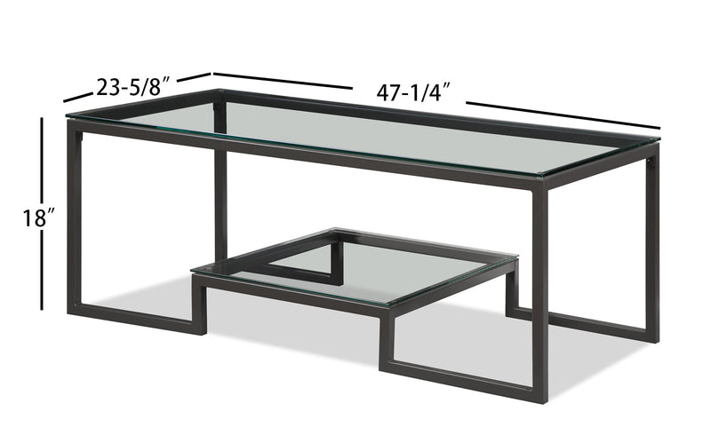 Carter Gray Clear Glass 3-Piece Coffee Table Set