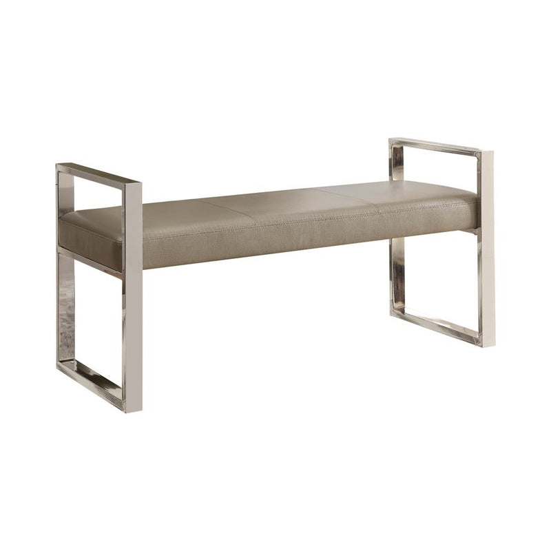 Joshua Upholstered Bench Champagne And Chrome