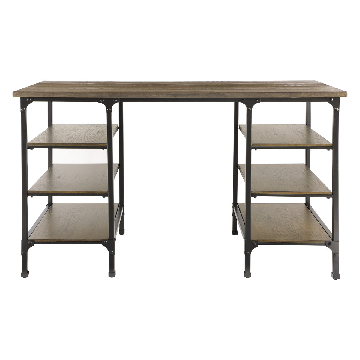 Millwood Weathered Natural And Rustic Black Metal Wood And Metal Counter Height Writing Desk