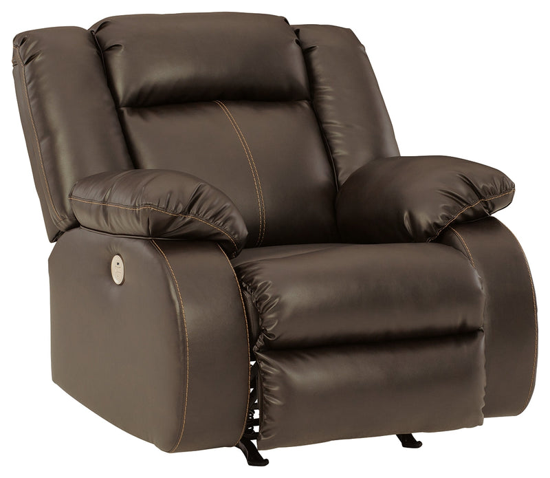 Denoron Chocolate Faux Leather Power Recliner