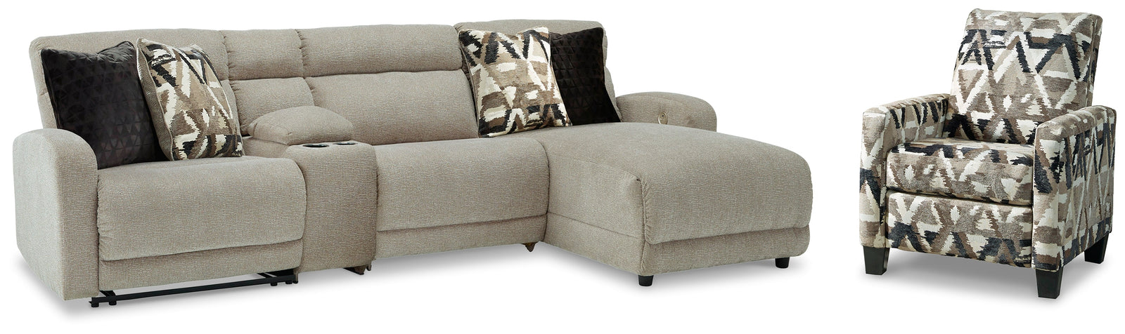 Colleyville Stone 4-Piece Sectional With Recliner