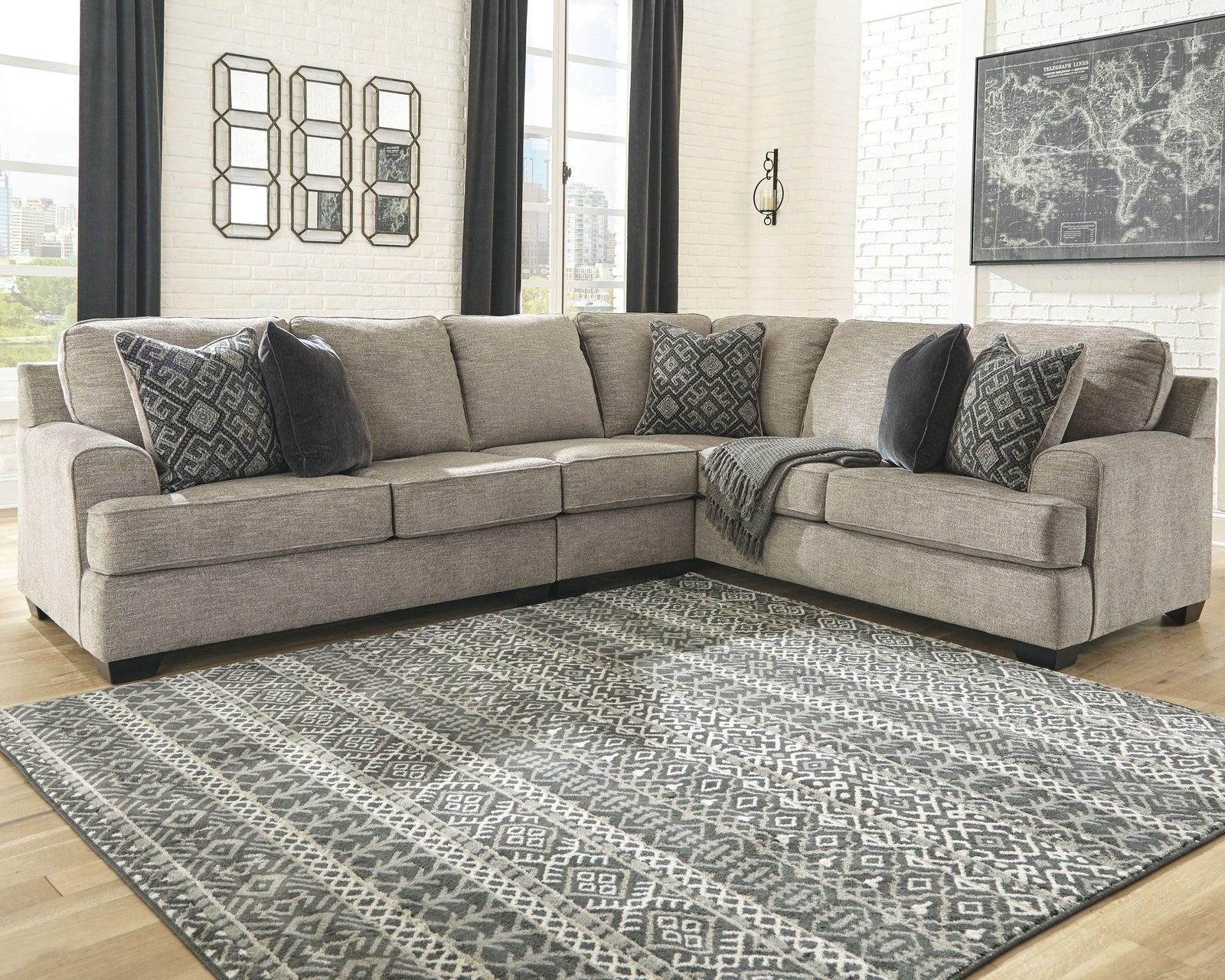 Bovarian Stone Chenille 3-Piece Sectional 56103S2