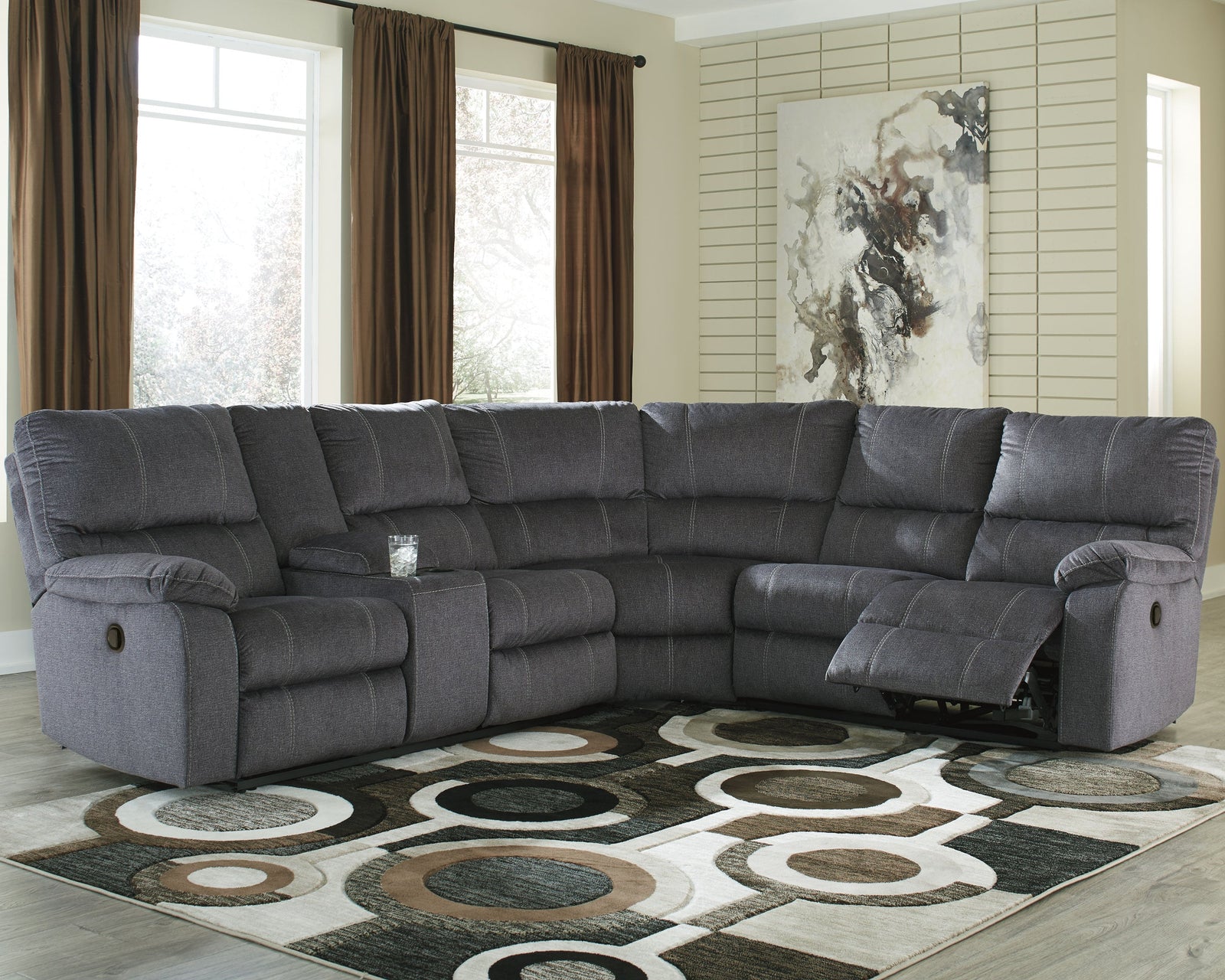 Urbino Charcoal Chenille 3-Piece Reclining Sectional
