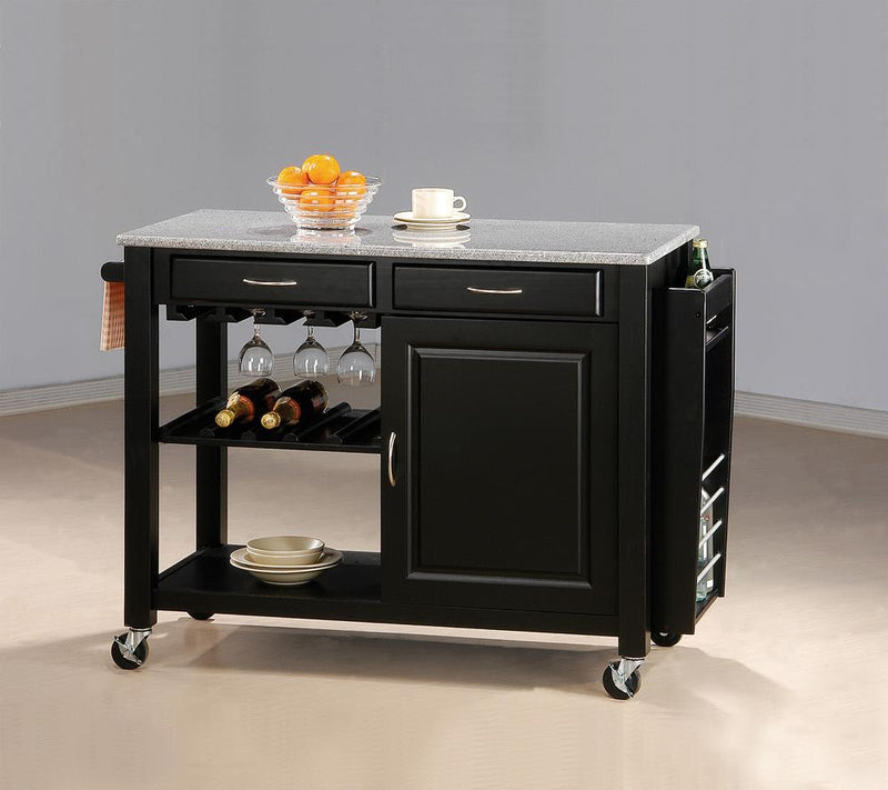 Shepard Kitchen Cart With Granite Top Black
