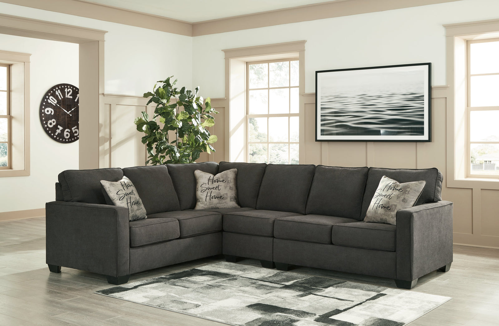 Lucina Charcoal 3-Piece Sectional