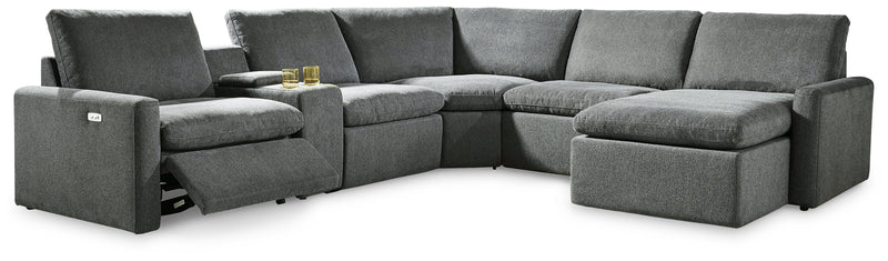 Hartsdale Granite 6-Piece Right Arm Facing Reclining Sectional With Console And Chaise