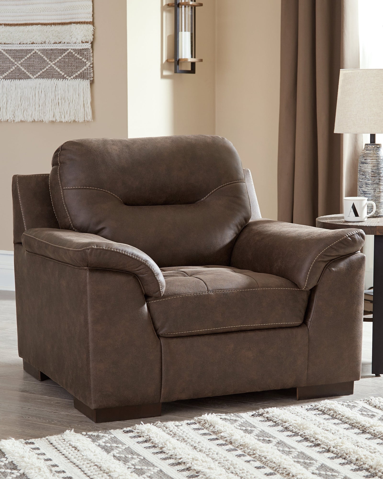 Maderla Walnut Faux Leather Chair