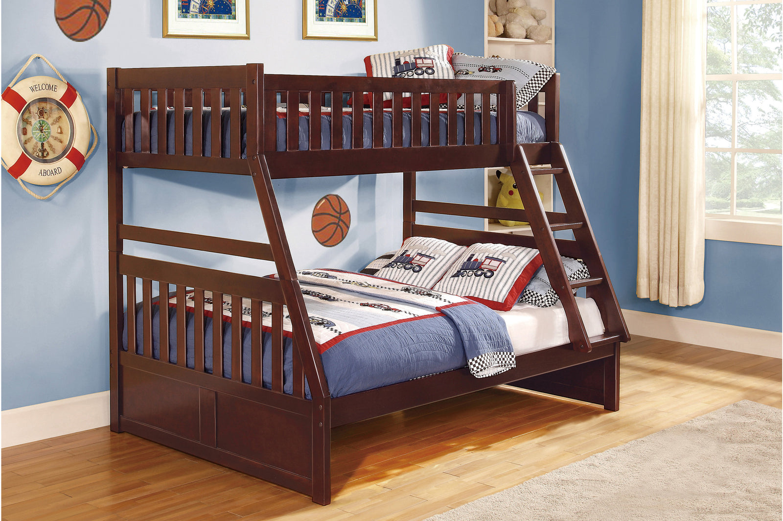 Rowe Dark Cherry Modern Contemporary Transitional Solid Wood With Trundle Youth Bedroom Set