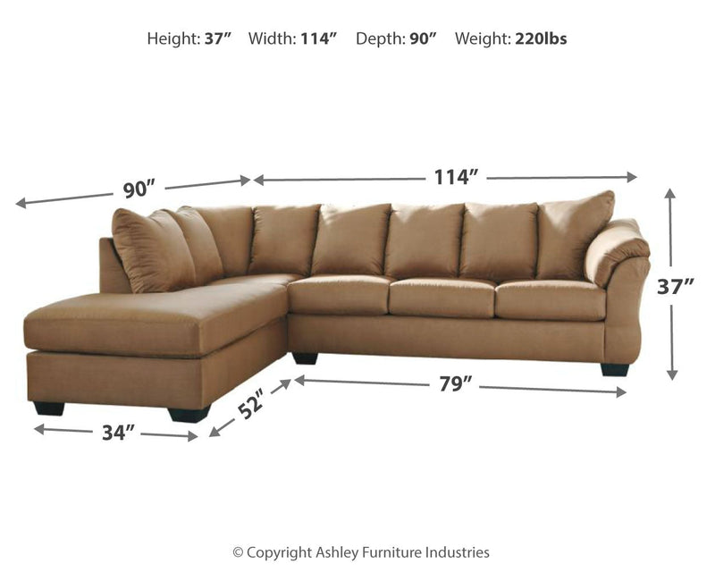 Darcy Mocha 2-Piece Sectional With Ottoman