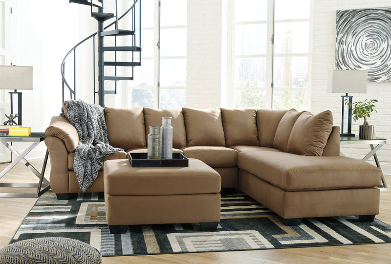 Darcy Mocha 2-Piece Sectional With Ottoman