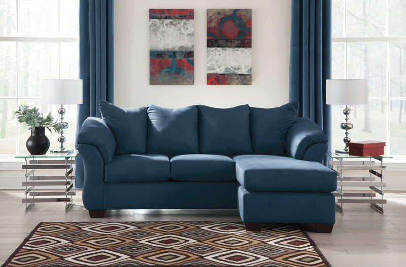Darcy Blue Microfiber Sofa Chaise