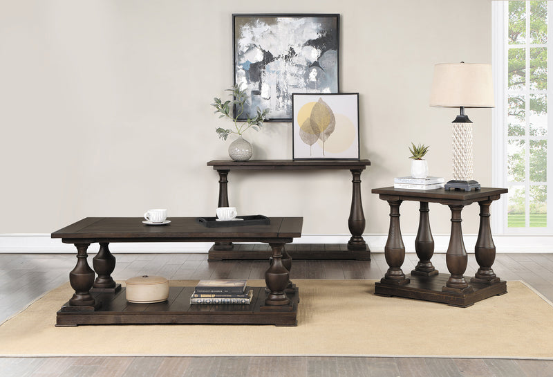 Walden Rectangular Sofa Table With Turned Legs And Floor Shelf Coffee