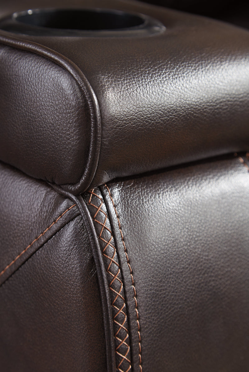 Warnerton Chocolate Faux Leather Power Reclining Sofa