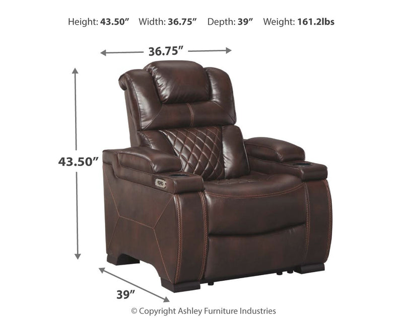 Warnerton Chocolate Faux Leather Power Recliner