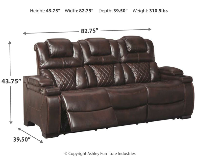 Warnerton Chocolate Faux Leather Power Reclining Sofa
