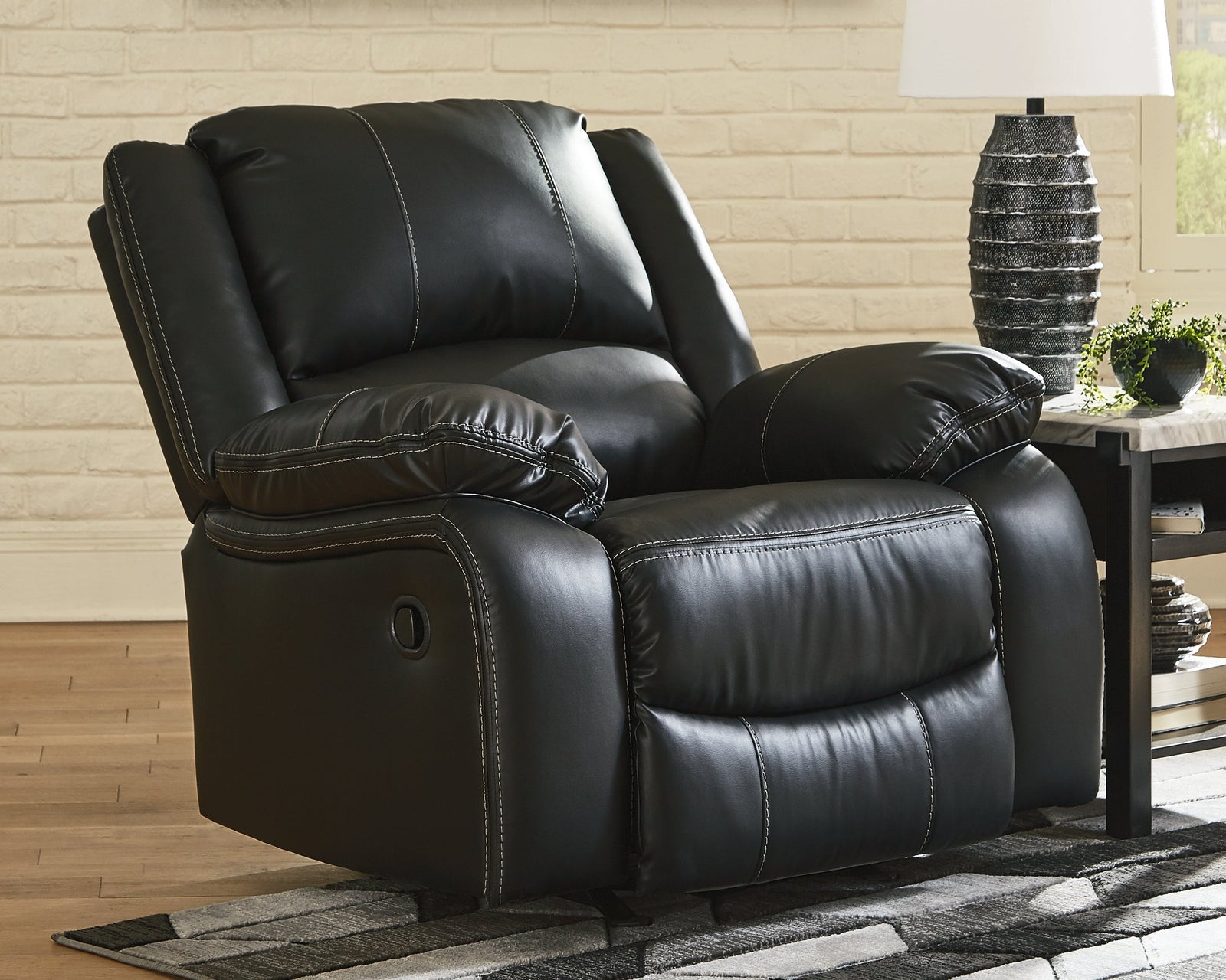 Calderwell Black Faux Leather Recliner