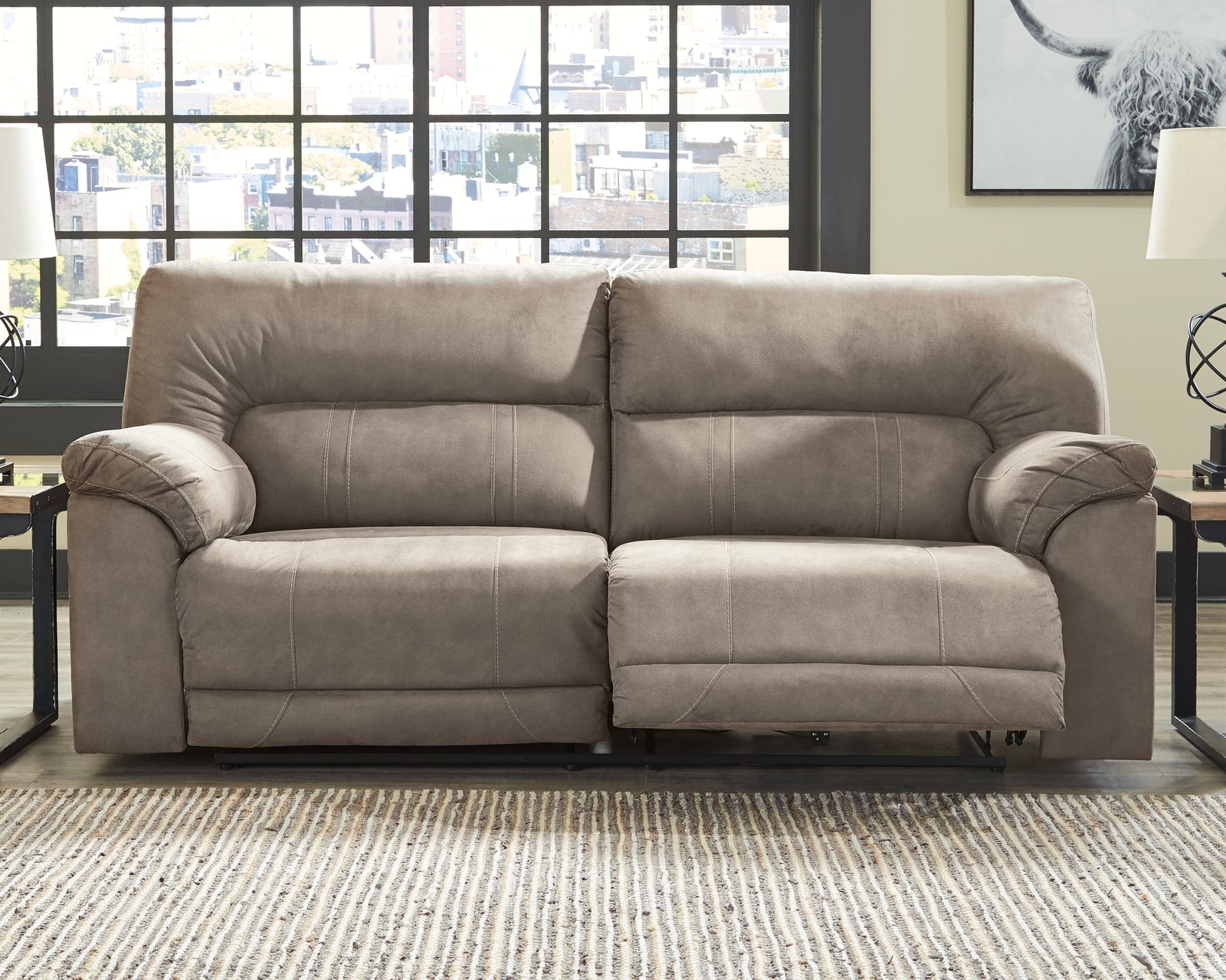 Cavalcade Slate Faux Leather Power Reclining Sofa