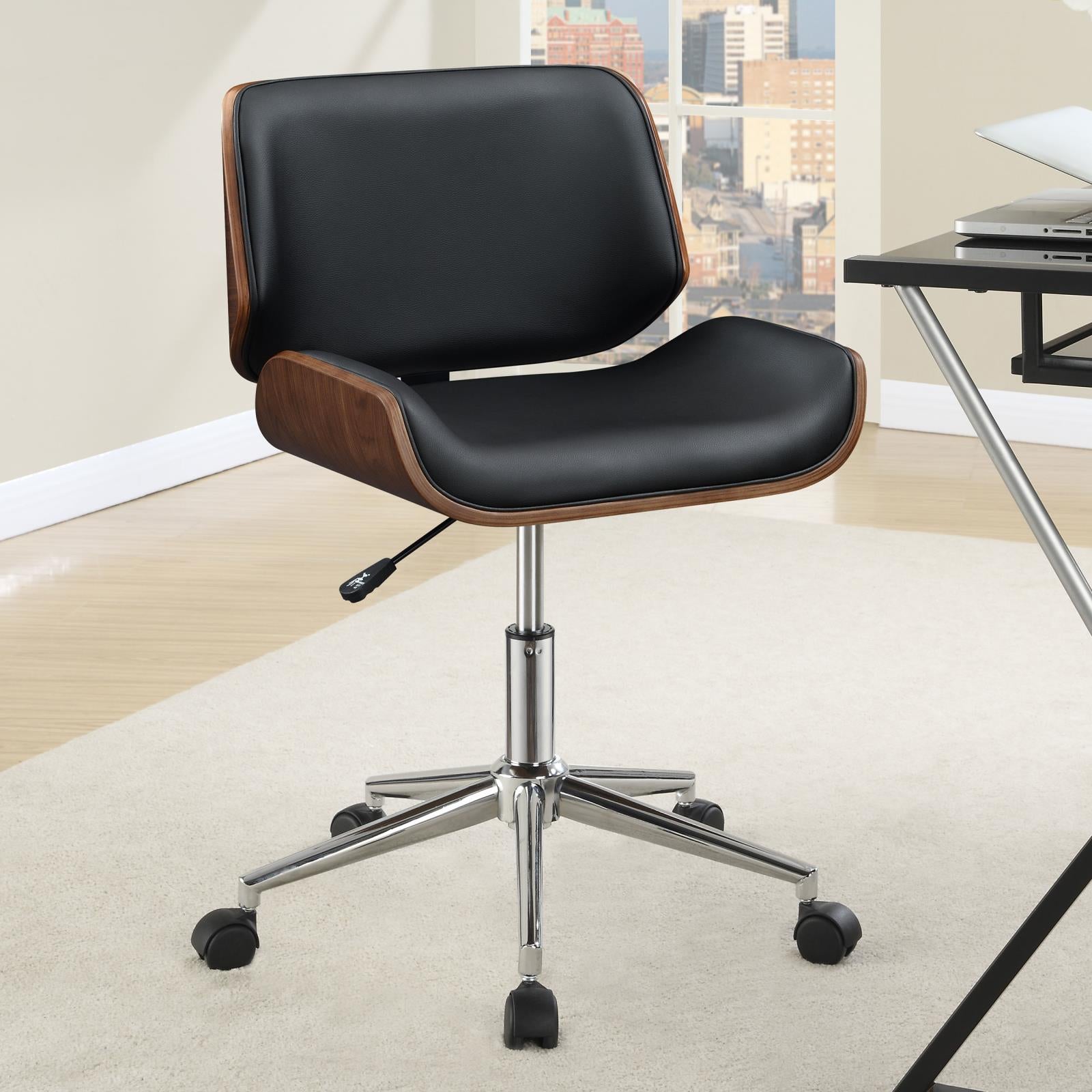 Black Upholstered With Walnut And Chrome Office Chair 800612