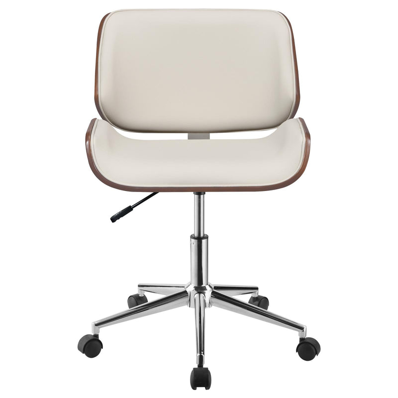 Ecru Upholstered Walnut And Chrome Office Chair 800613