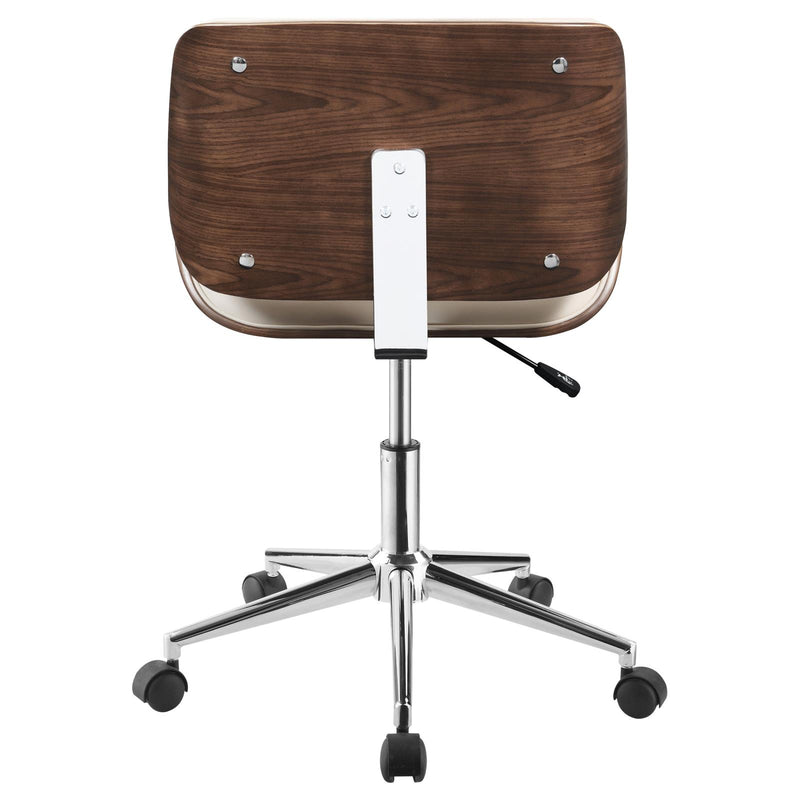 Ecru Upholstered Walnut And Chrome Office Chair 800613