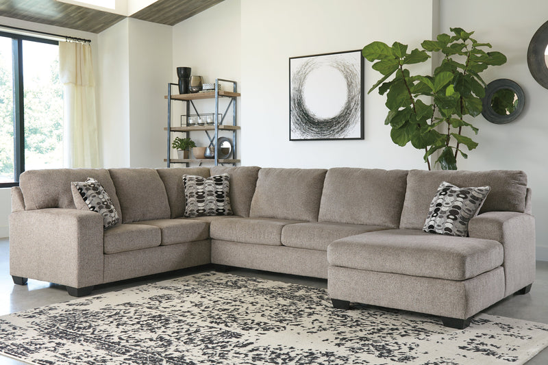 Ballinasloe Platinum Chenille 3-Piece Sectional With Chaise 80702S2