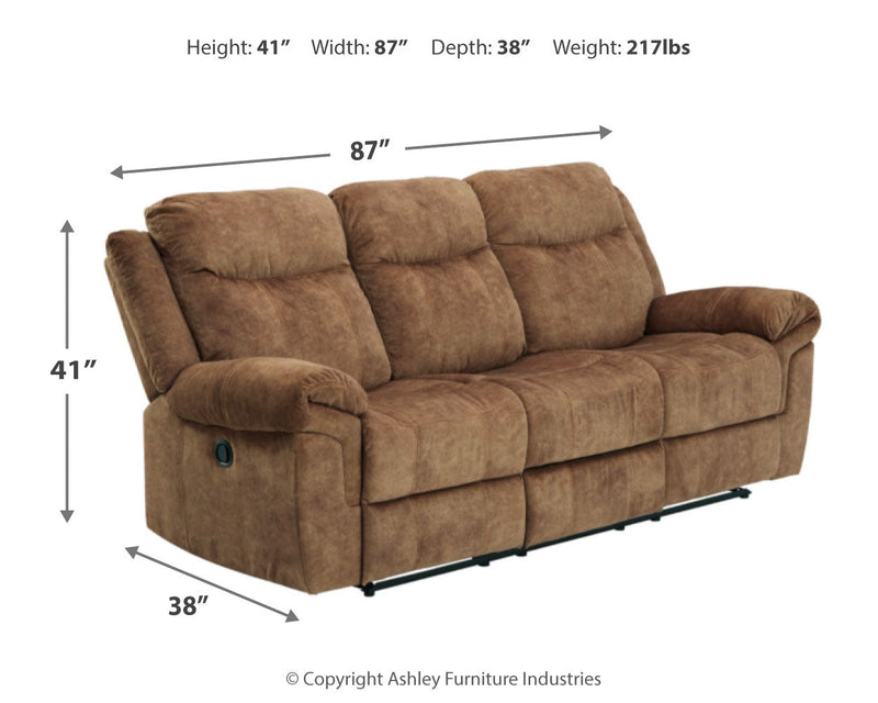 Huddle-up Nutmeg Microfiber Reclining Sofa With Drop Down Table
