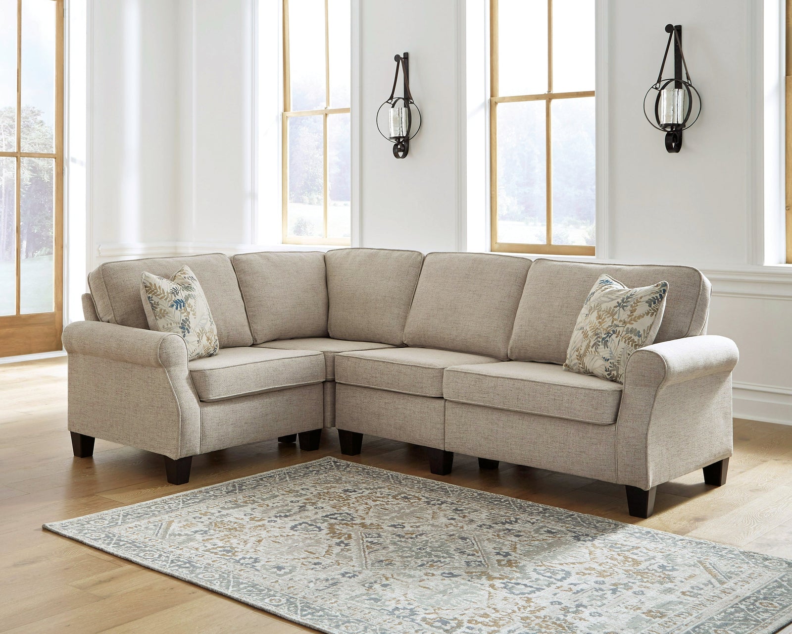 Alessio Beige Chenille 3-Piece Sectional