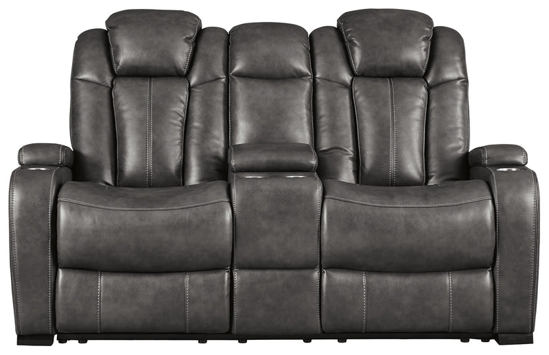 Turbulance Quarry Faux Leather Power Reclining Loveseat