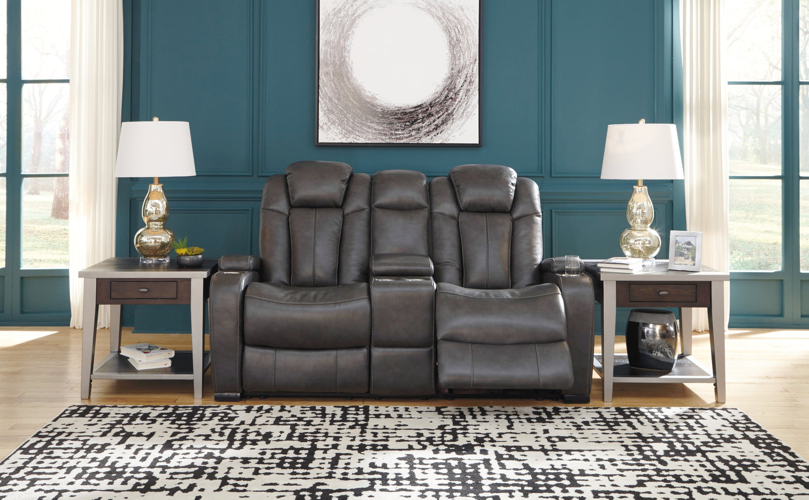 Turbulance Quarry Faux Leather Power Reclining Loveseat