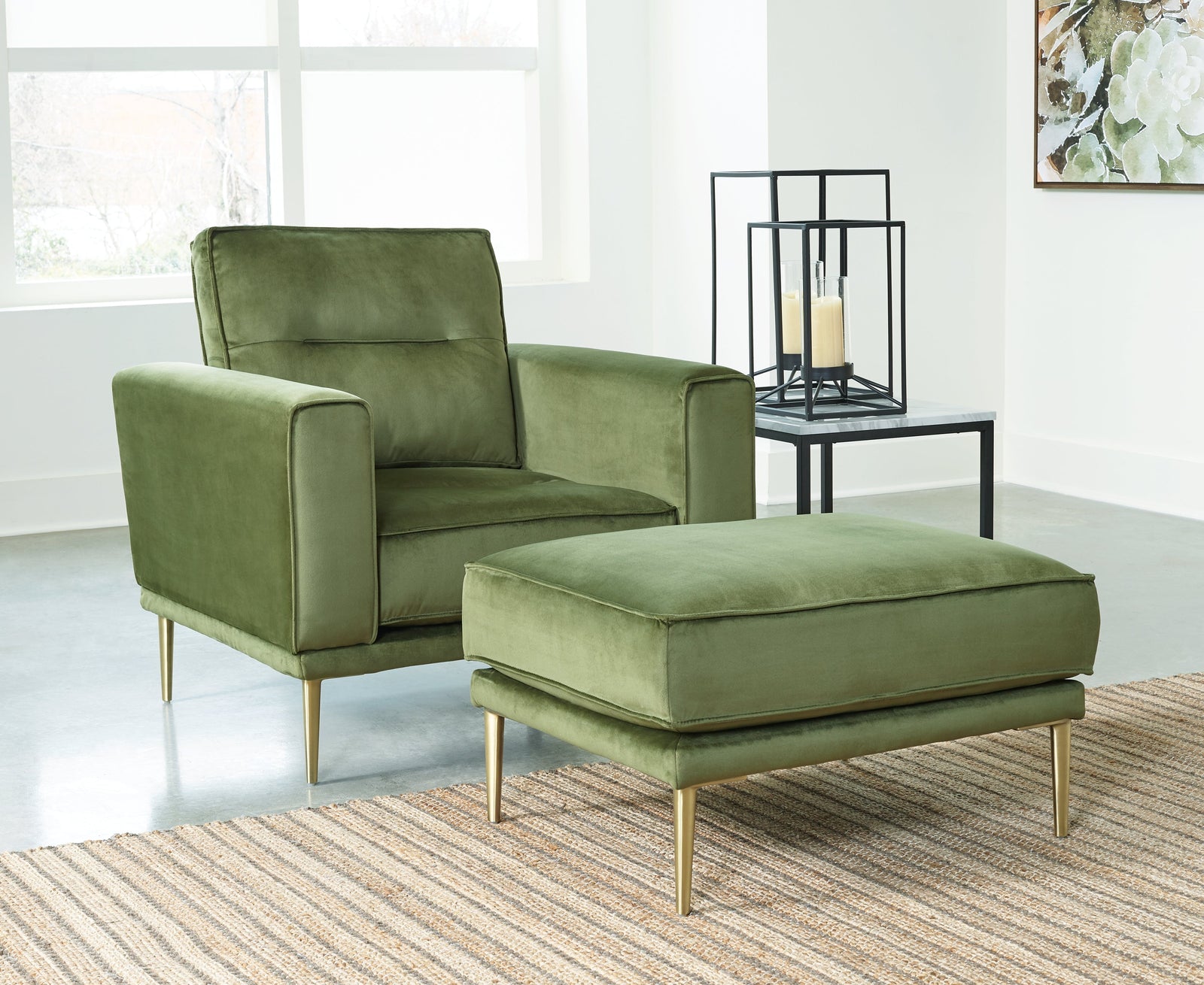 Macleary Moss Chair And Ottoman