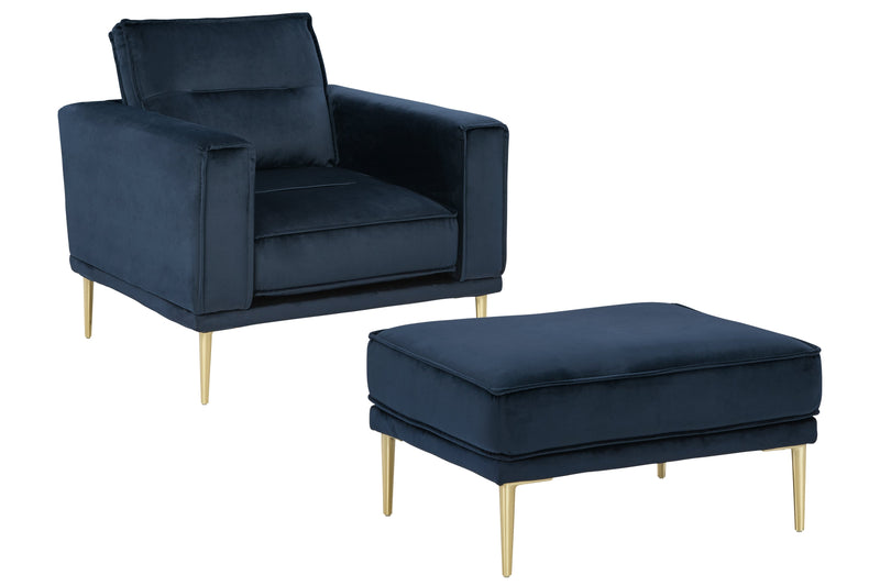 Macleary Navy Chair And Ottoman