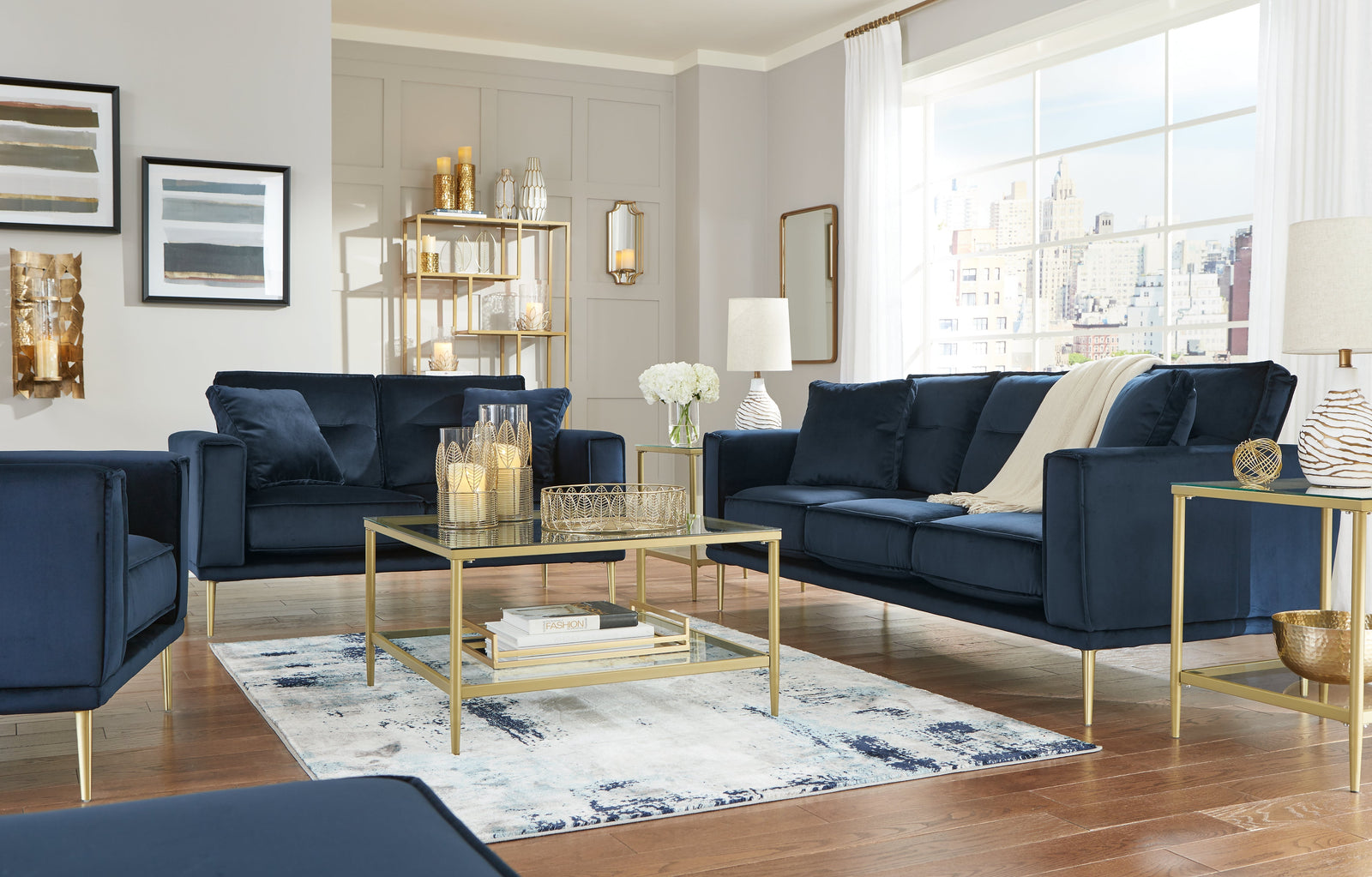 Macleary Navy Sofa, Loveseat And Chair