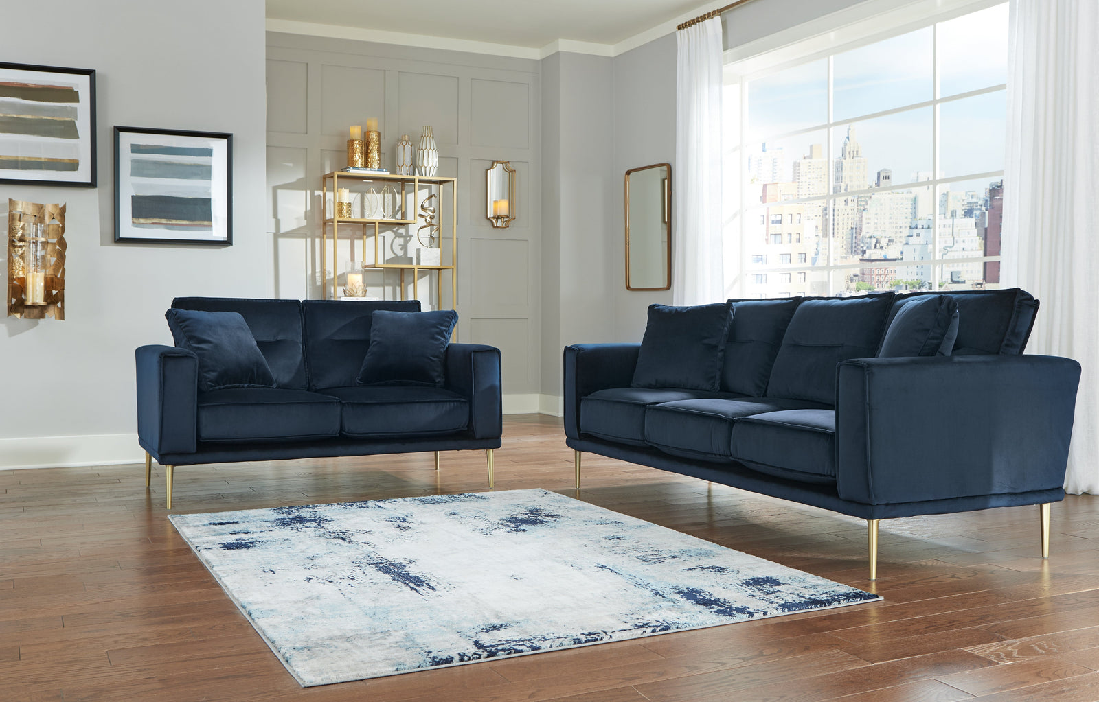 Macleary Navy Sofa And Loveseat