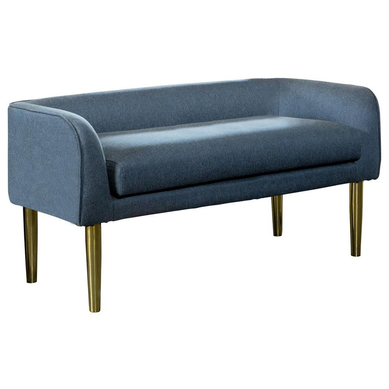 Low Back Upholstered Bench Blue And Gold