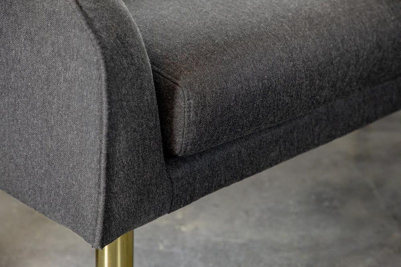 Low Back Upholstered Bench Dark Grey And Gold