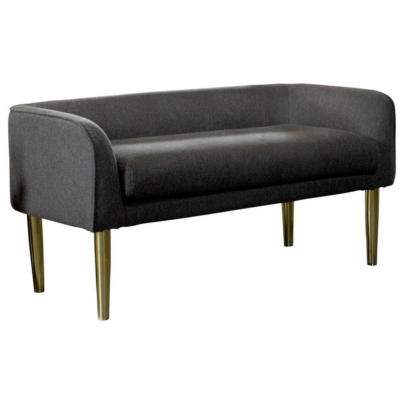 Low Back Upholstered Bench Dark Grey And Gold