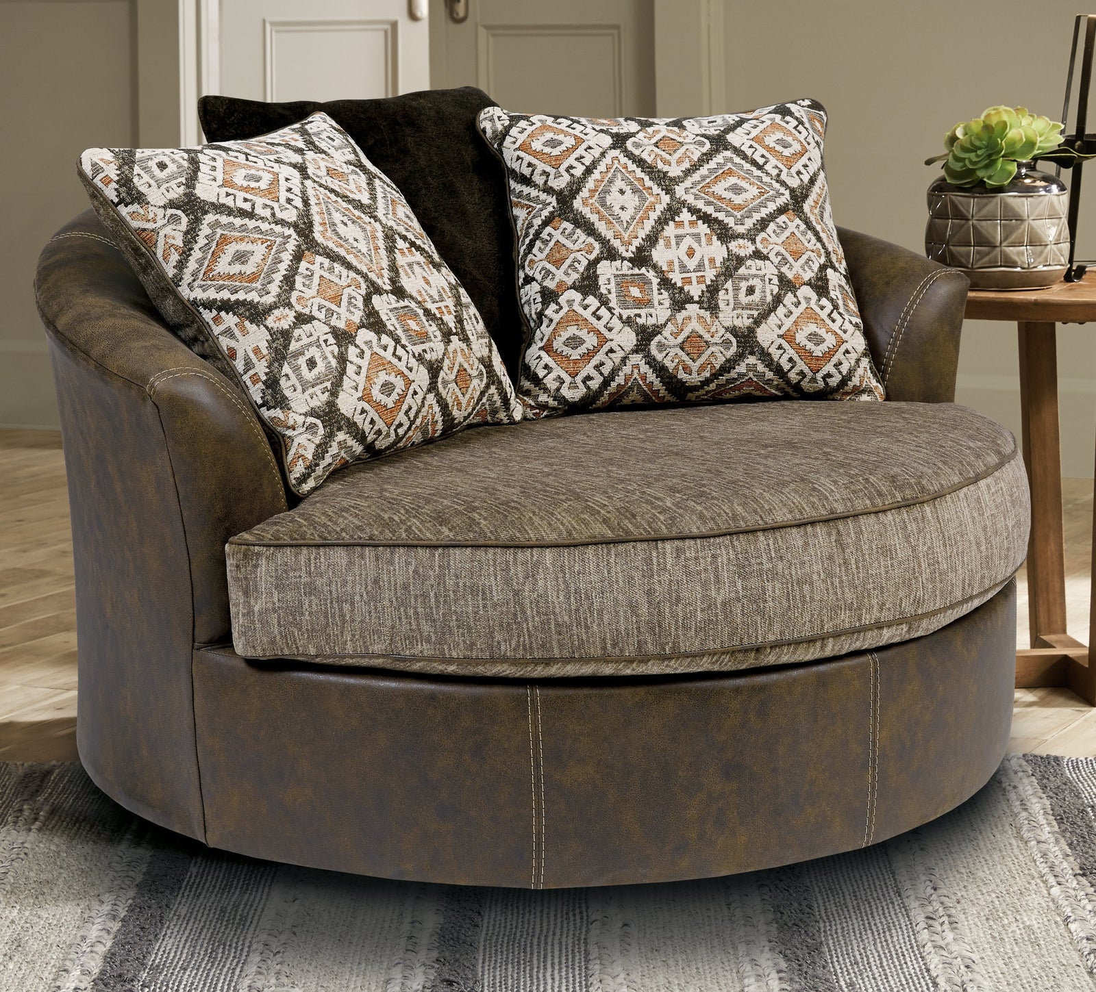 Abalone Chocolate Faux Leather Oversized Chair