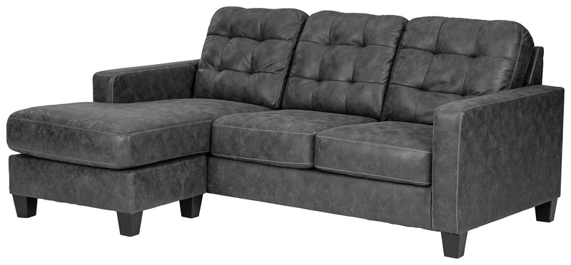 Venaldi Gunmetal Faux Leather Sofa Chaise
