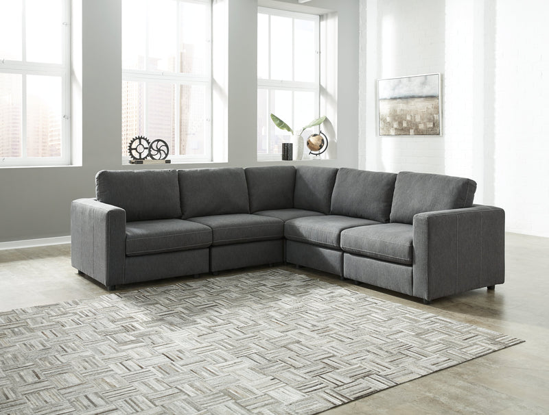 Candela Charcoal Microfiber 5-Piece Sectional