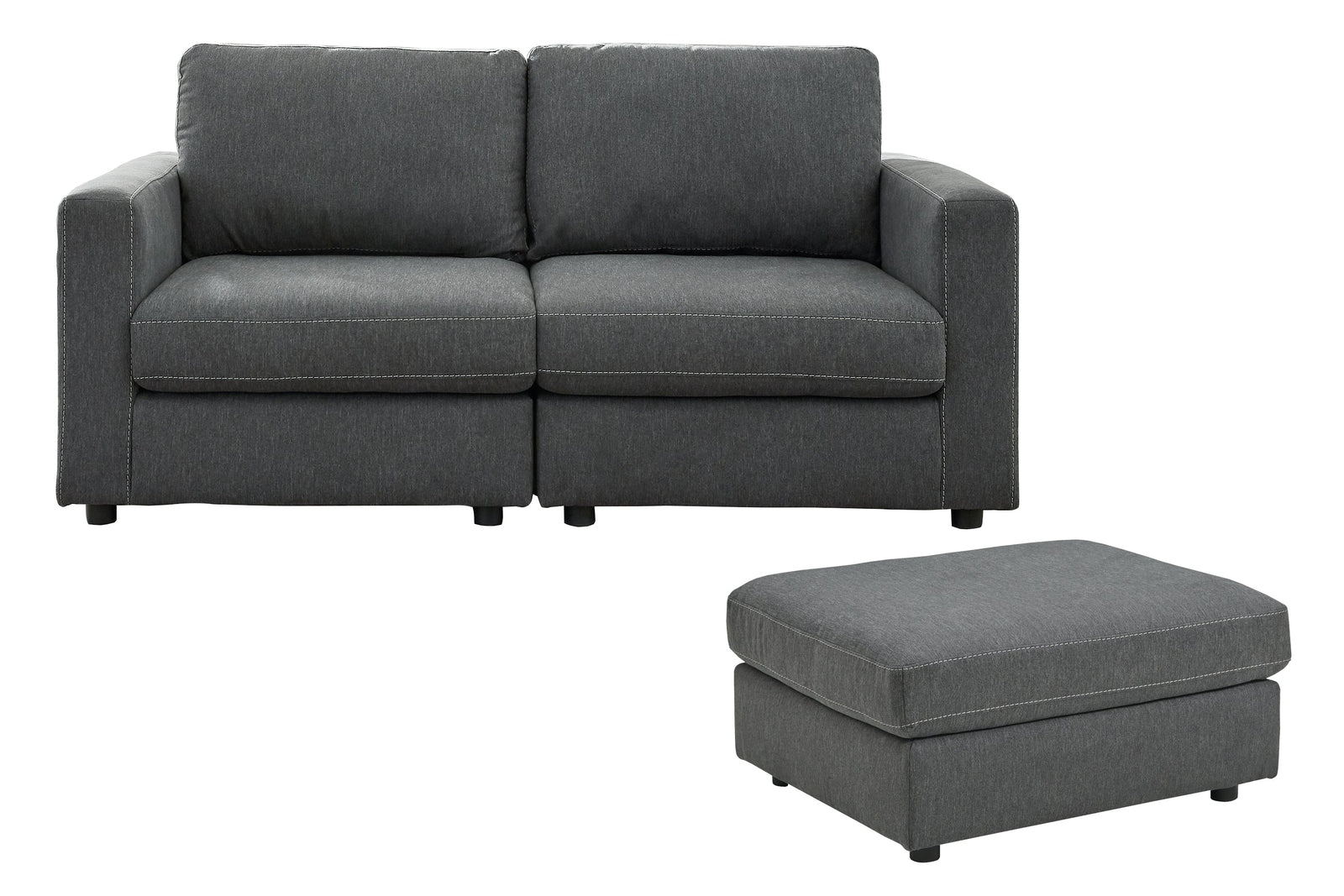 Candela Charcoal 2-Piece Sectional With Ottoman