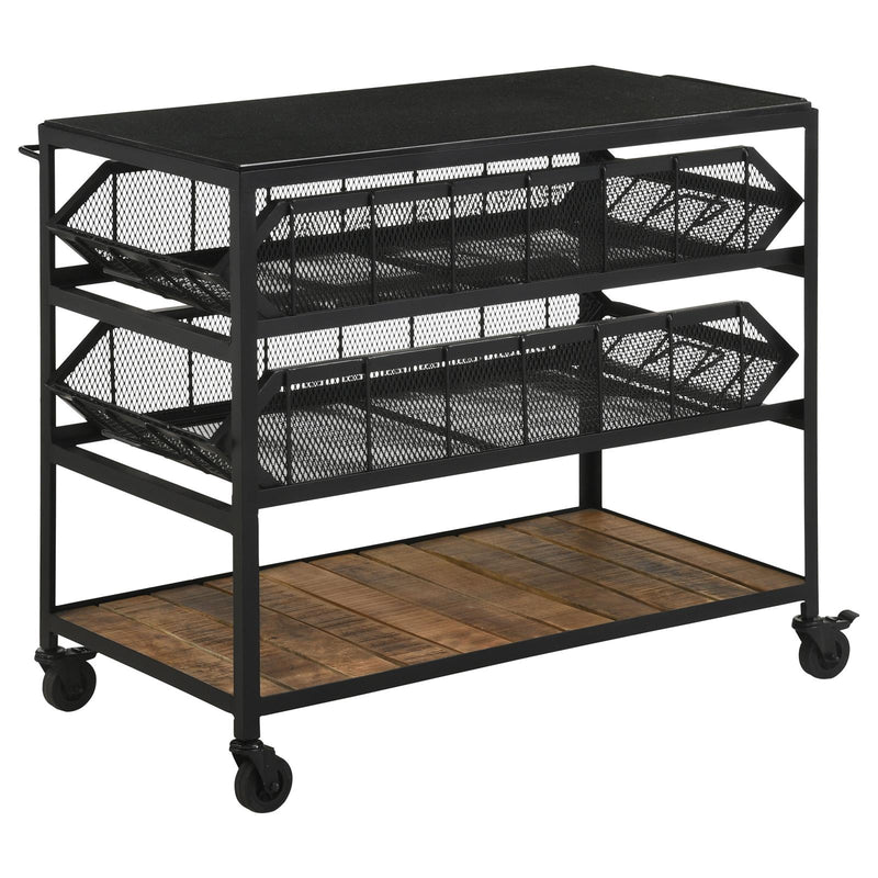 Evander Accent Storage Cart With Casters Natural And Black