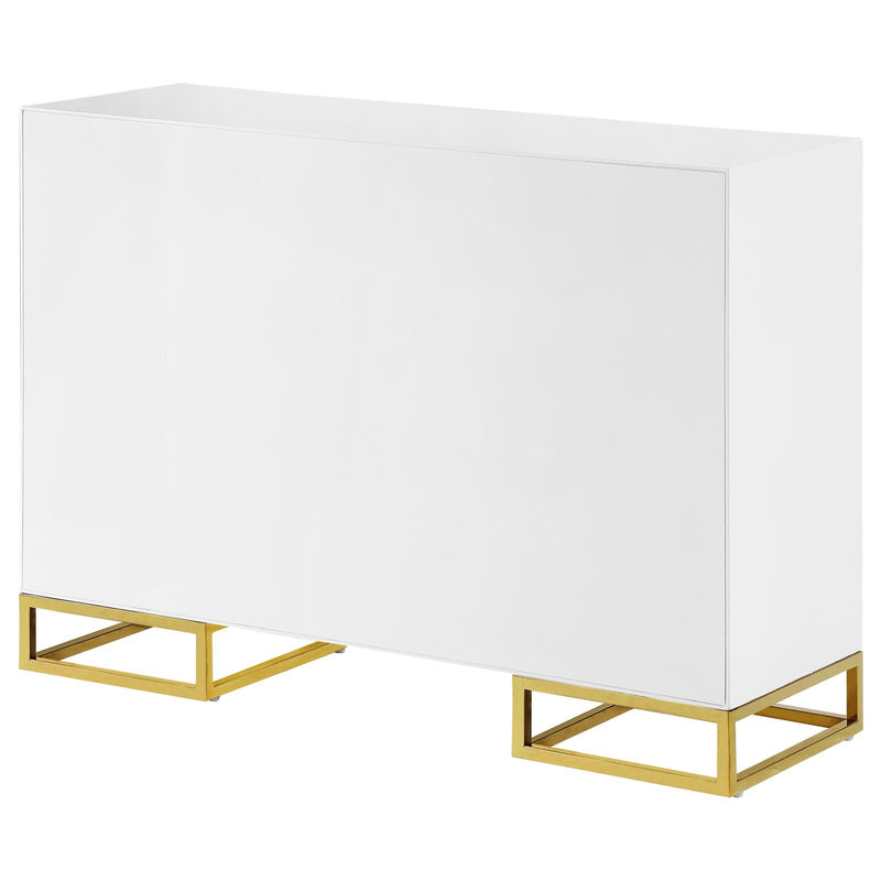 Elsa 2-Door Accent Cabinet With Adjustable Shelves White And Gold