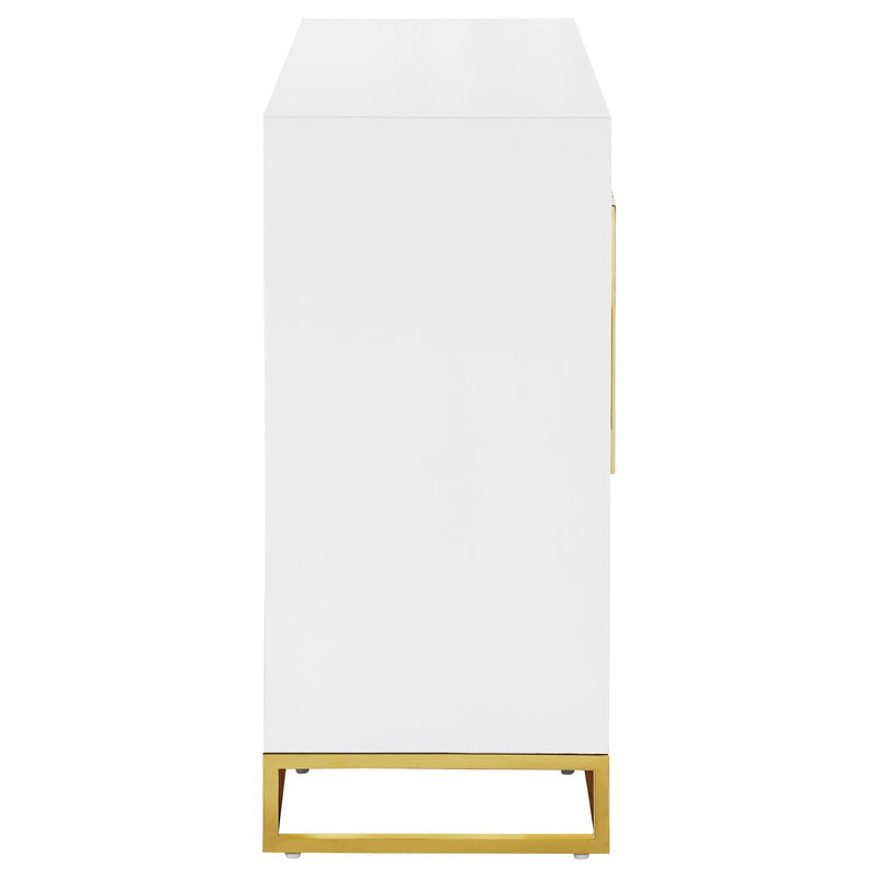 Elsa 2-Door Accent Cabinet With Adjustable Shelves White And Gold