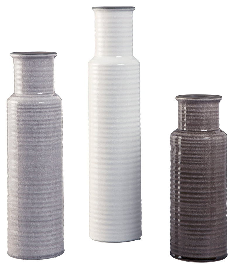 Deus Gray/white/brown Vase (Set Of 3)