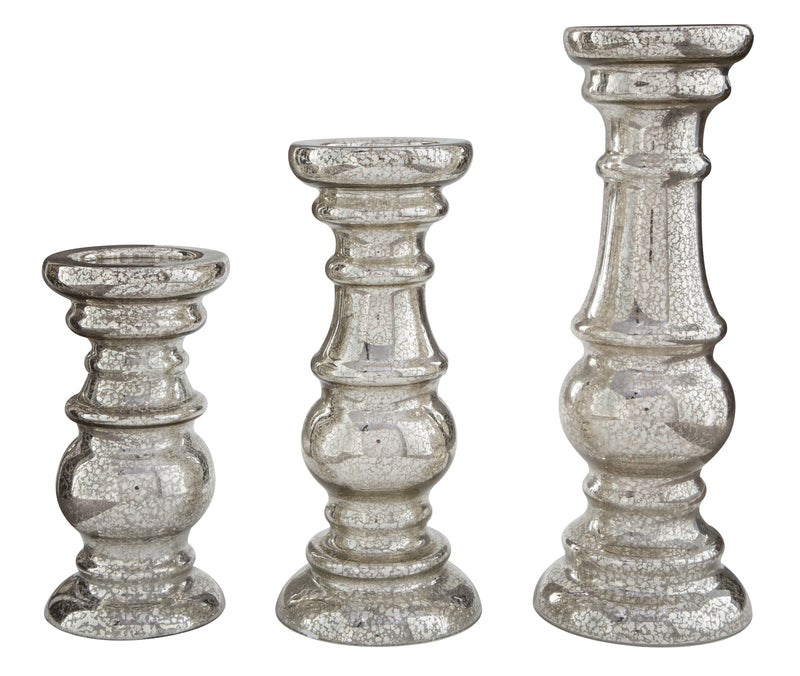 Rosario Silver Finish Candle Holder (Set Of 3)