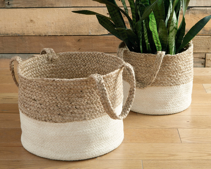 Parrish Natural/white Basket (Set Of 2)