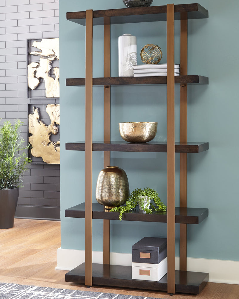 Beckville Gold Finish/brown Bookcase
